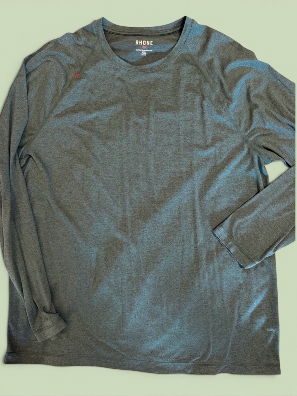 Rhone Performance Long Sleeve Shirt XXL Green Heather Athletic Training Tee-NWOT